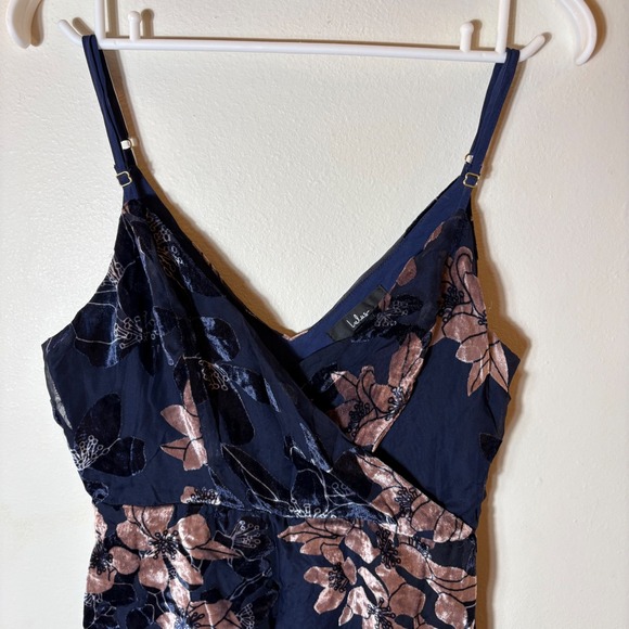 Lulus At The Afterparty Navy Blue Burnout Velvet Floral Mini Dress Size Small - Picture 3 of 10